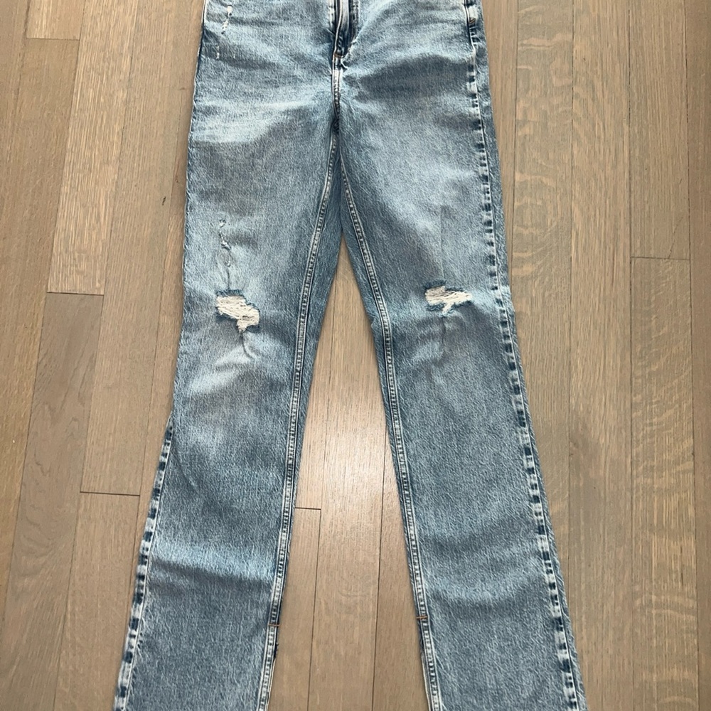 Zara Women's Straight Leg Jeans - Light Blue